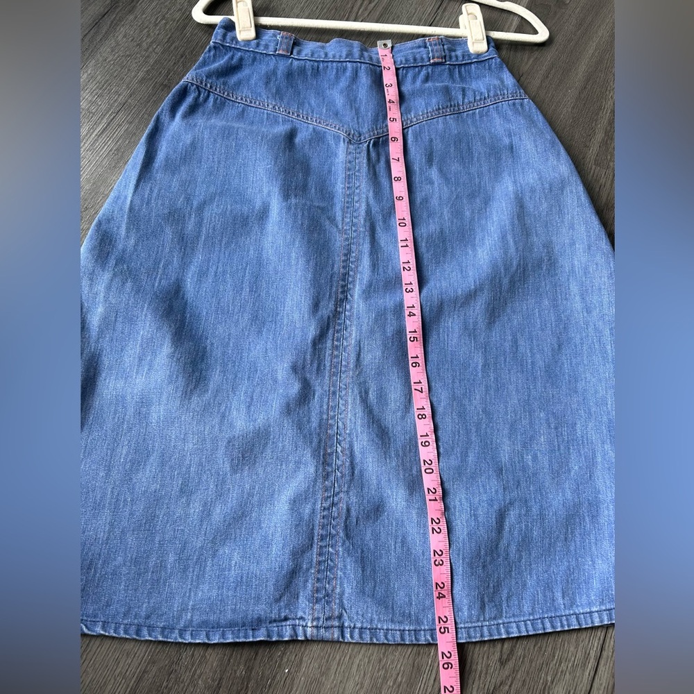 Classic Cottagecore A-Line Blue Denim Skirt High Waisted Vintage - Picture 3 of 9